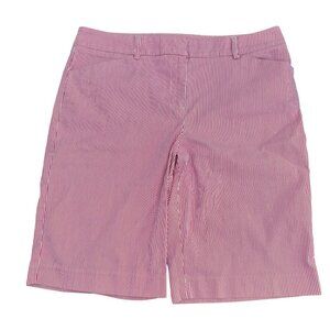 JONES NEW YORK SPORT Striped Bermuda Shorts Red and White Nautical Size 12 EUC